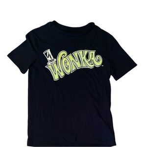 Willy Wonka Chocolate Factory Black Crew Neck Kids L 10-12 Gold Graphic NWOT